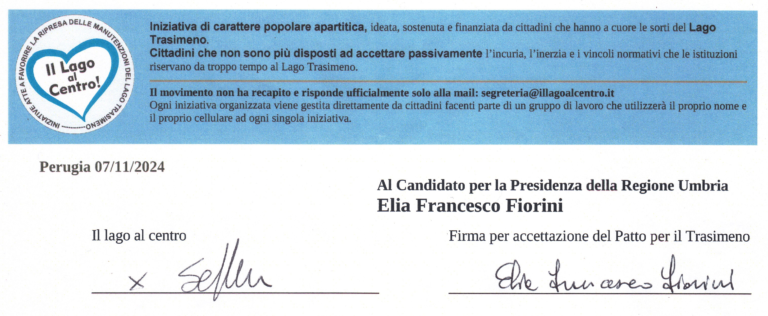 Patto elettorale per il Trasimeno – Firma Fiorini