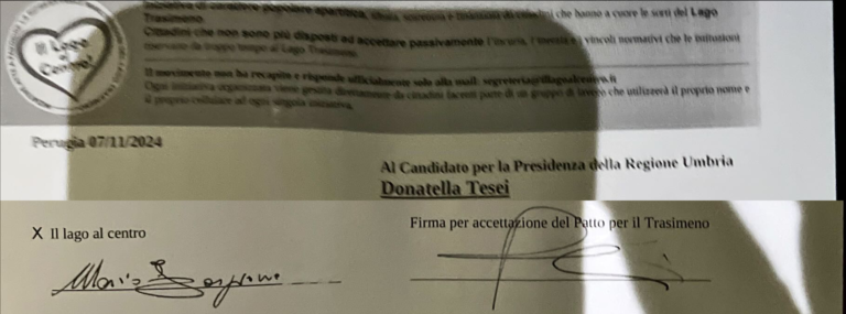 Patto elettorale per il Trasimeno – Firma Tesei