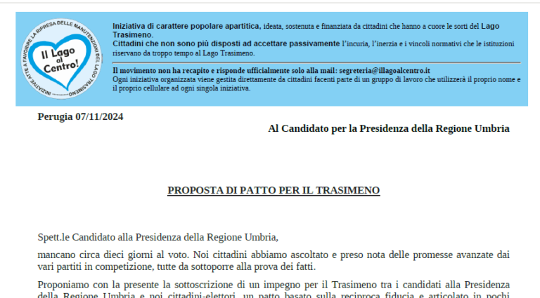 Patto elettorale per il Trasimeno